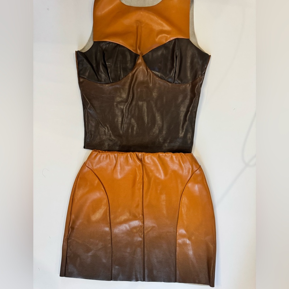 Two-Tone Brown and Tan Dress